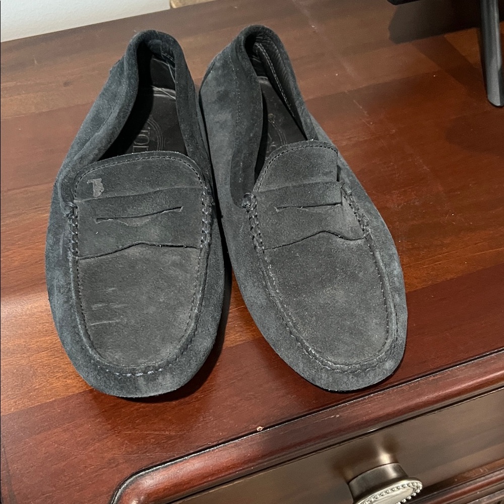 Tod's Dark Gray Suede Loafers